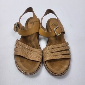SOFFT Brinda Brown Tan Strappy Leather Sandals Womens Size 6M Luggage Desert